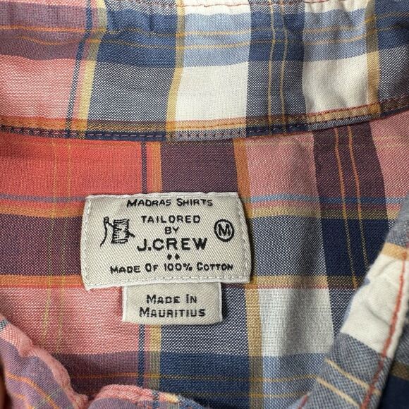 J Crew Shirt Mens Medium Summer Plaid Madras Long Sleeve Button Lightweight - Picture 4 of 8
